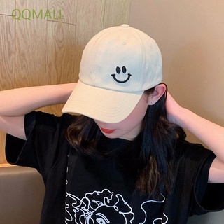 Qqmall หมวกเบสบอลผ้าฝ้ายปักลายหน้ายิ้มสไตล์ฮิปฮอปสําหรับผู้หญิง