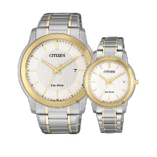 CITIZEN Eco-Drive AW1216-86A/FE6016-88A Gold Watch (นาฬิกาคู่ระบบพลังงานแสง)