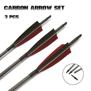 3 pcs  Archery 100%  Carbon Arrows OD 7.6 mm " SPINE 350  , 4inch Turkey Feather vanes Comound , Recurve Traditional Bow