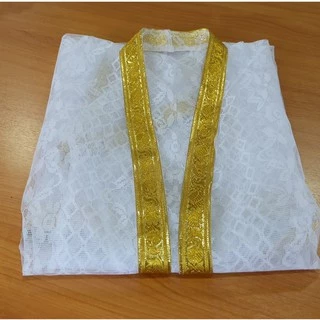 (ฟรีไซส์) พร้อมส่ง เสื้อคลุมนาคอย่างดี ชุดคลุมนาค (เฉพาะเสื้อคลุม) ตกแต่งด้วยริบบิ้นตาดทอง มี 3 ลายby Anisong