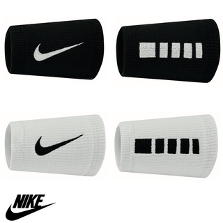 Nike Collection ไนกี้ ผ้ารัดข้อมือ สายรัดข้อมือ สำหรับออกกำลังกาย Doublewide WristBands 2PK N.100.6700.010 BK / N.100.6700.101 WH (690)