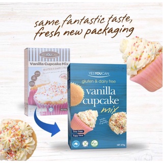 Vanilla Cupcake Mix Gluten&amp;Dairy Free 470g. YesYouCan แป้งคัพเค้กสำเร็จรูป ปราศจากกลูเต็มฝน