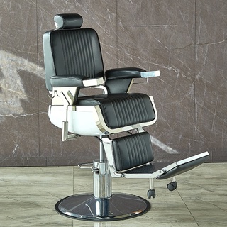 Barber chair เก้าอี้ตัดผมชาย ร้านบาร์เบอร์ ระบบไฮดรอลิค ปรับขึ้นลง เอนนอนได้ ฐานสแตนเลส แข็งแรง