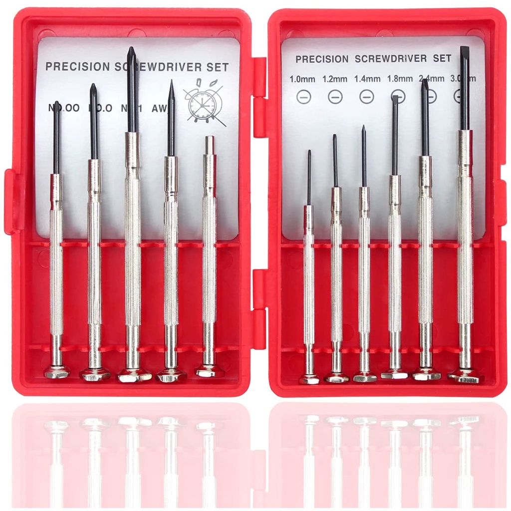 11 ชิ้นอัพเกรด Tougher Mini Precision ไขควงชุดกล่องสีแดงสําหรับของเล่นอิเล็กทรอนิกส์คอมพิวเตอร์นาฬิกาซ่อม