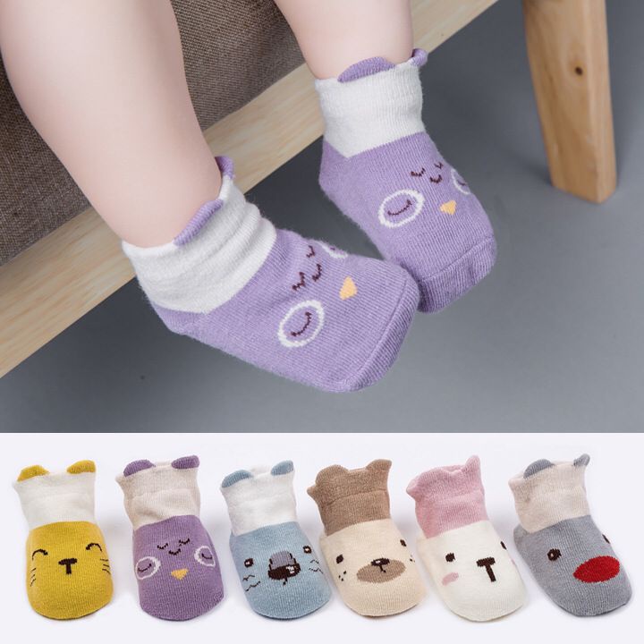 ถุงเท้าเด็กแรกเกิด กันลื่น 1คู่ ／size แรกเกิด－3 ปี