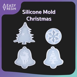 เเม่พิมพ์เรซิ่น Christmas set (ซิลิโคน)เงา 4 ชิ้น สำหรับเทเรซิ่น (F6) -Easy Resin