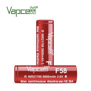 ถ่านชาร์จVapcell INR21700 F58 5800mAh 3.6V(ซื้อ2ก้อนแถมฟรีกระเป๋าใส่ถ่าน)