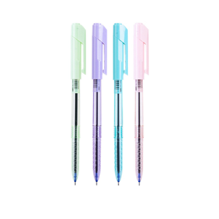 Deli Q03036 Ball point pen ปากกาลูกลื่น หมึกน้ำเงิน ขนาด 0.7mm คละสี 4 แท่งสุดคุ้ม ปากกา ปากกาเขียนดี อุปกร์เครื่องเขียน