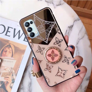 เคสโทรศัพท์ OPPO Reno 5 Pro 5G 2021 Casing Ins Luxury Fashion Diamond Clover Acrylic Casing 3D Ring Bracket Stand Holder Reno5 5Pro