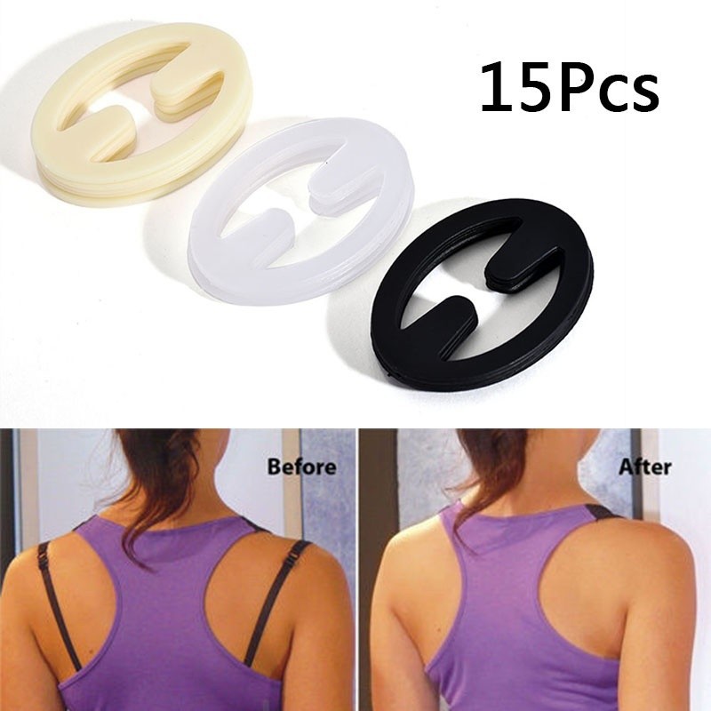 Racerback Sports Clasp Cleavage Strap Holder Bra Control Clips Buckle 15Pcs