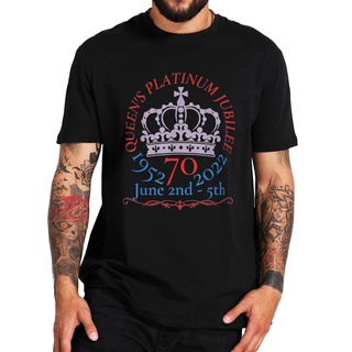 เสื้อยืดลําลอง ผ้าฝ้าย 100% แขนสั้น พิมพ์ลาย Queens Platinum Jubilee 2022 แฟชั่นฤดูร้อน สําหรับคู่รักSize S-5XL