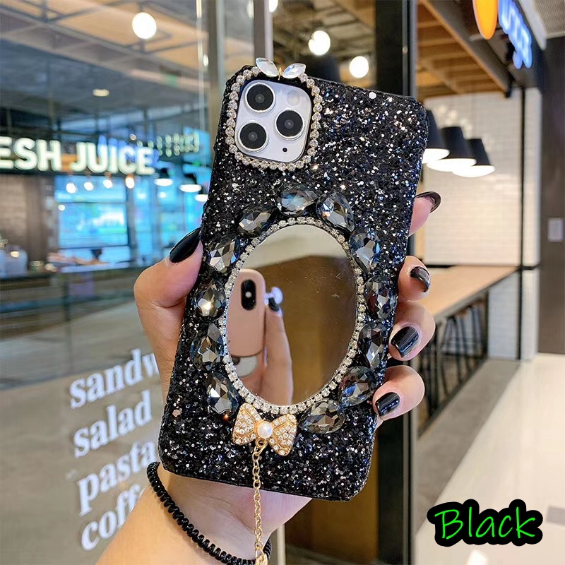 Vivo V17 V23e V23 V20 SE V21 V15 S1 Pro V11 V11i V9 V5 V5s Bling Rhinestone กระจกพู่เคสโทรศัพท์