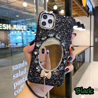 เคสโทรศัพท์มือถือกระจก แต่งพู่ พลอยเทียมระยิบระยับ สําหรับ Vivo V17 V19 V23e V23 V20 SE V21 V21e V15 S1 Pro V11 V11i V9 V5 V5s