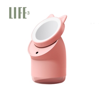 LIFE3 กระจกแต่งหน้า มีไฟ LED  เคื่องทำความชื้นในอากาศ ใช้ไฟ USB ขนาดพกพา