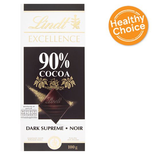 🔥ยอดนิยม!! ลินด์ เอ็กเซอร์แลนซ์ 90% โกโก้ ดาร์กช็อกโกแลต 100กรัม Lind Exchance 90% Dark Chocolate Co