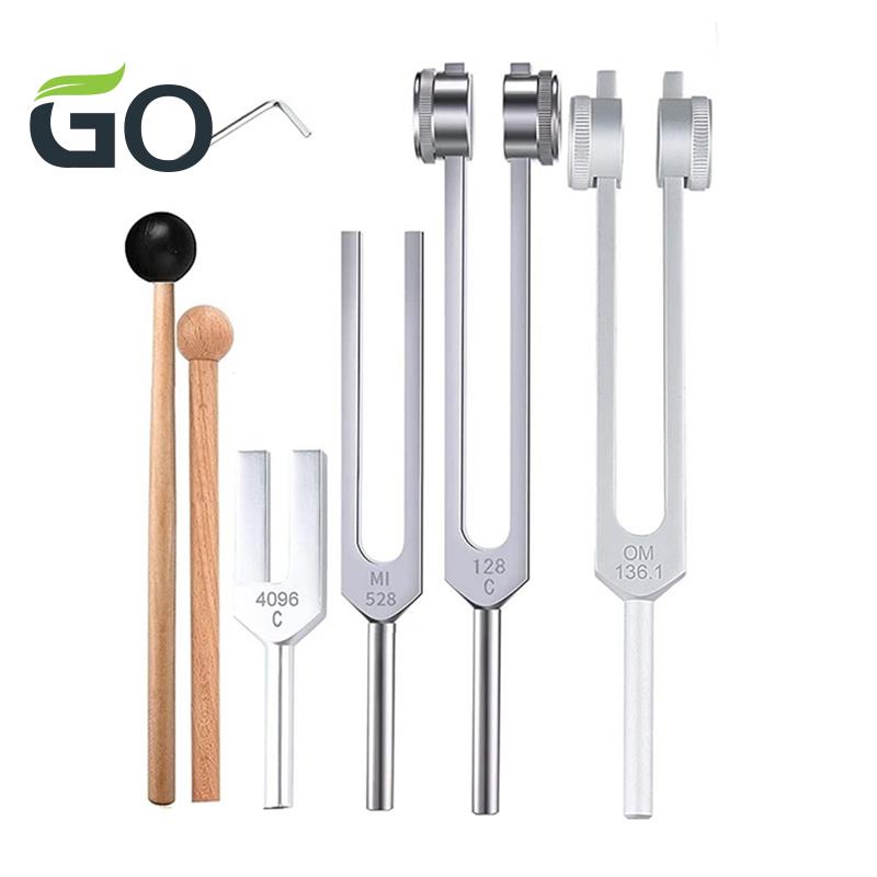 ชุดส้อมปรับแต่ง 4 ชิ้น (128Hz, OM 136.1Hz, MI 528Hz, 4096Hz),สําหรับ Healing Chakra,Sound Therapy,Re