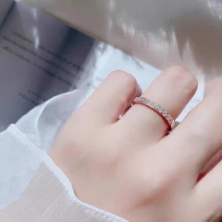 แหวนเพชร สเตนเลส 18K สีโรสโกลด์ สไตล์เกาหลี ญี่ปุ่น เรียบง่าย ไม่จางหาย