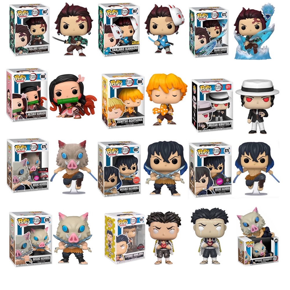 Funko Pop Anime Demon Slayer - Tanjiro Zenitsu Inosuke Agatsuma Action Figure ของเล่น