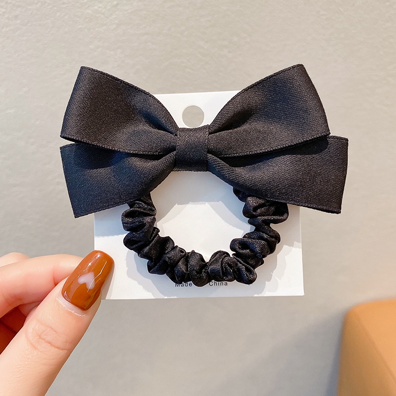 ยางรัดผม ผ้ากํามะหยี่ ประดับโบว์น่ารัก ขนาดเล็ก สีแดง สไตล์เกาหลี สําหรับผู้หญิง - รูปที่ 4