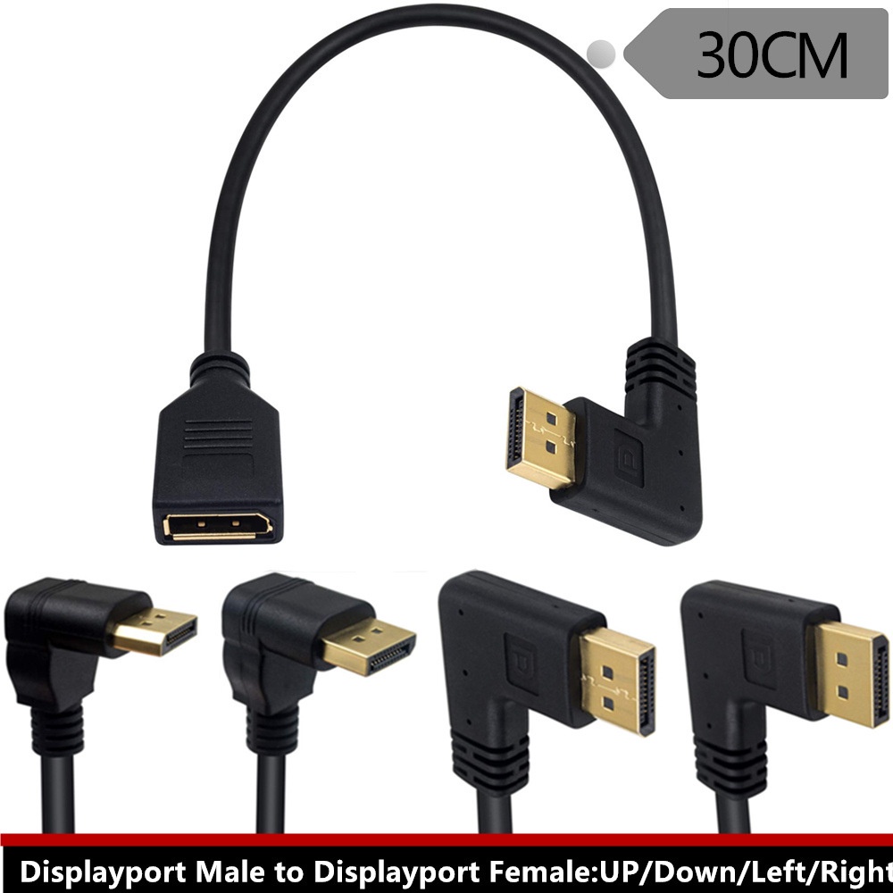 4k Gold-Plated 90 องศาลงข้อศอก dp สายชายหญิง 4K อะแดปเตอร์สาย 1.2 HD displayport Extension Cable