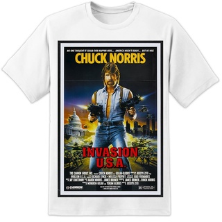 เสื้อยืด พิมพ์ลายโปสเตอร์ภาพยนตร์ Chuck Norris Invasion Usa สไตล์เรโทร แฟชั่นสําหรับผู้หญิง (S-3Xl)