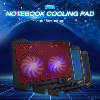 OKER C818 NOTEBOOK COOLING PAD  ระบายความร้อนได้ดีเยี่ยมพัดลม โน็ตบุ๊ค ไฟสีฟ้าสวยๆ Cooler PAD