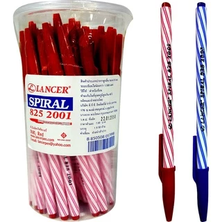 [1ด้าม] ปากกาลูกลื่น Lancer Spiral 825 2001 0.5 มม. หมึก น้ำเงิน/แดง/ ดำ มีปลอก