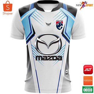 เสื้อกีฬาWings Sport  พร้อมโลโก้ MAZDA และ ตราทีมชาติช้างศึก