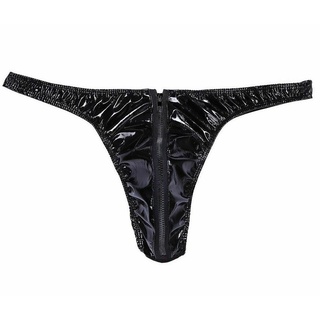 กางเกงชั้นใน บิกินี่ หนัง มีซิป สําหรับผู้ชาย Black Brief Underwear Sexy One Size