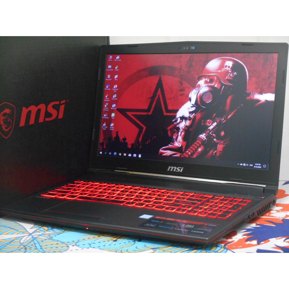 โน๊ตบุ๊คมือสอง MSI Core i7-8750H จอ15.6”IPS แรม8+NVMe 250+HDD1TB+GTX4GB+วินโดว์แท้