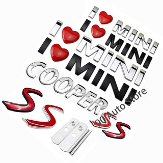 สติกเกอร์โลหะพิมพ์ลายตัวอักษร I Love Mini Cooper S 3 D สําหรับตกแต่งรถยนต์