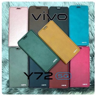 เคสหนังฝาพับ Vivo V21 5G/V20 pro V20e V20 Y95 Y72 5G    : Xunte สวยหรู เคสหนังเรียบ  มีช่องใส่นามบัตร