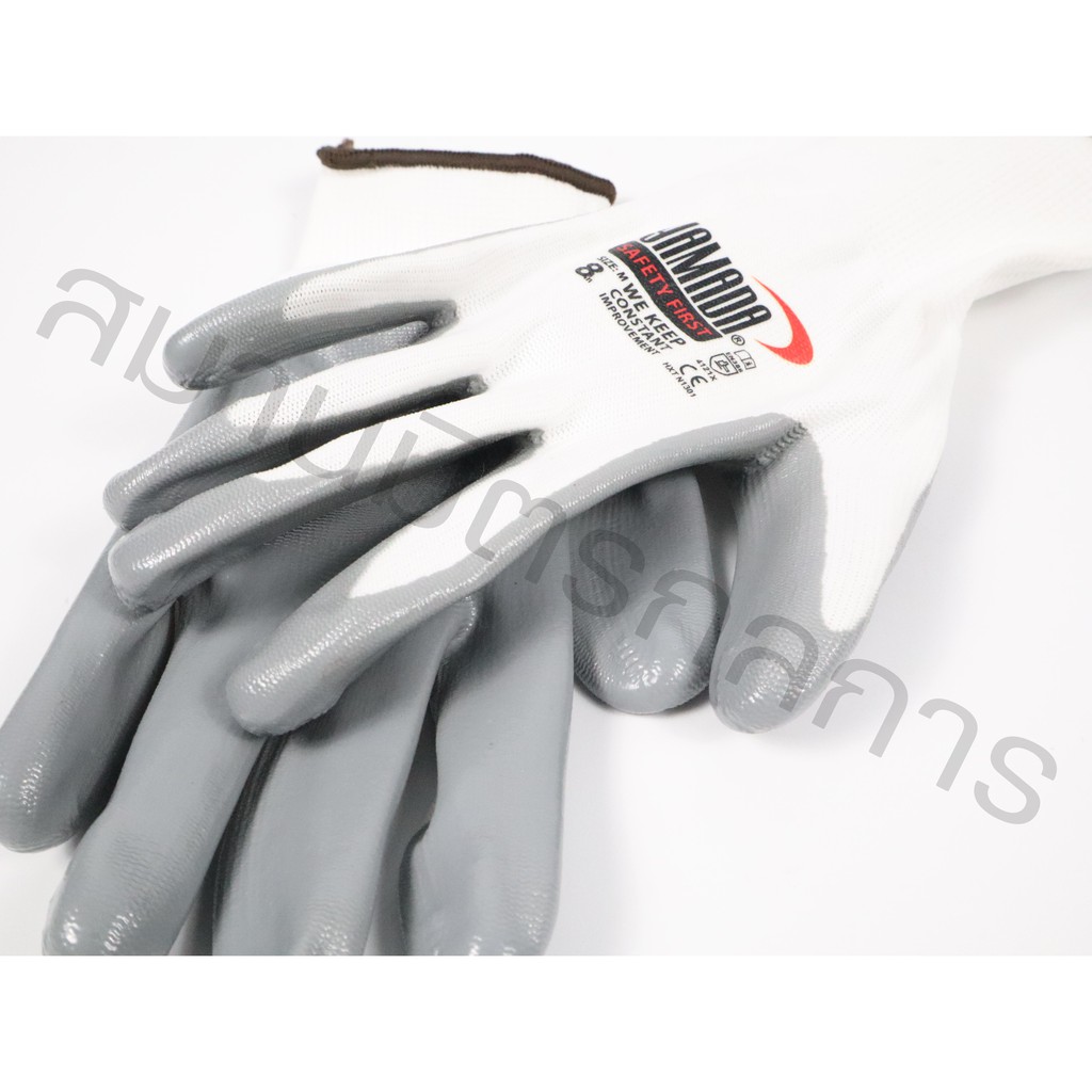 🔥ลด 50% ใส่โค้ด INCLZ44🔥 ถุงมือโพลีเอสเตอร์เคลือบไนไตร กันลื่นยืดหยุ่นกระชับมือ ยี่ห้อ YAMADA