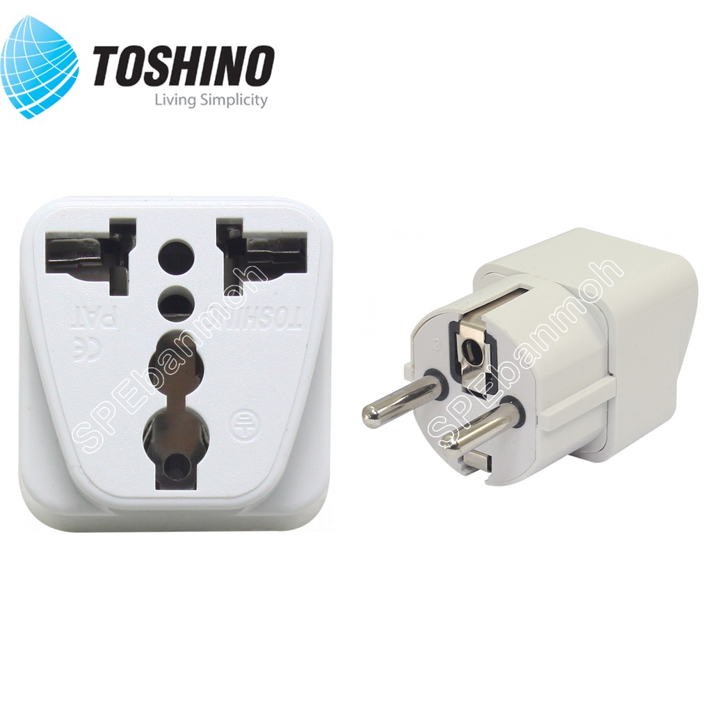 [ 1ชิ้น ] ปลั๊กแปลง PS-18EU ปลั๊กแปลง Toshino ขาEurope PS18 Series 10A 250V เต้ารับนานาชาติ โตชิโน่ Universal AC Adap...
