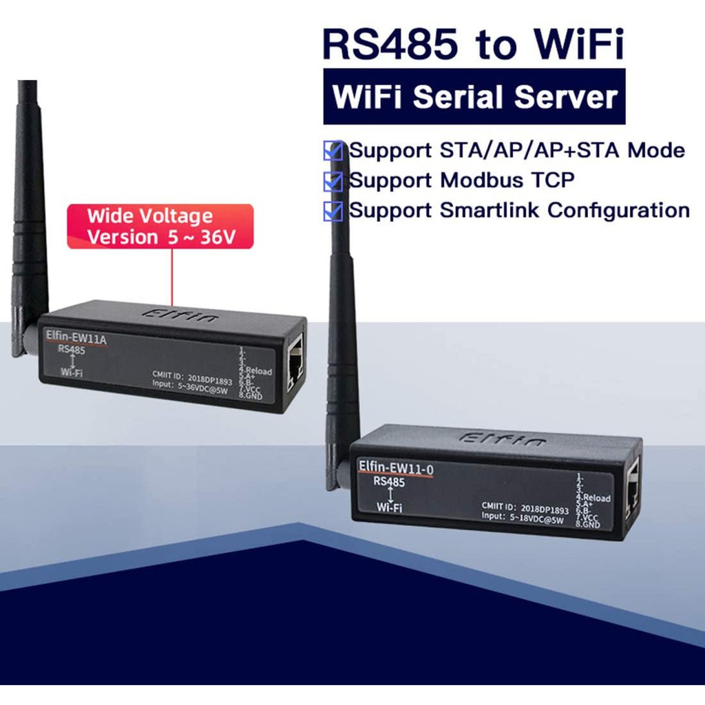 อุปกรณ์แปลงสัญญาณ RS485/RS232 TO WIFI Support Modbus TCP Protocol