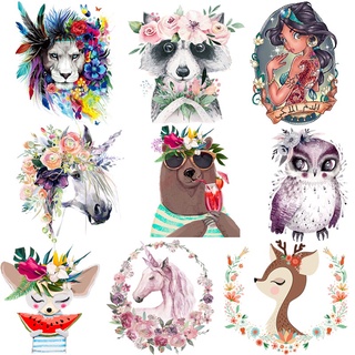 สติกเกอร์เหล็ก ลายการ์ตูนสัตว์ ซักล้างได้ สําหรับติดตกแต่งเสื้อผ้า Diy iron on patch