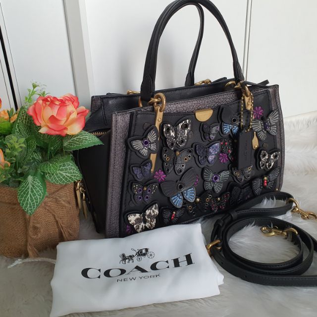 Coach 72614 Dreamer With Butterfly Applique And Snakeskin Black Multi