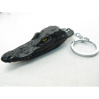 พวงกุญแจหัวจระเข้ จระเข้ สีดำ Genuine Head Crocodile Key Ring Keychain