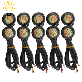 ( ~ X ~ ) หลอดไฟเลี้ยว 12 V 23 มม . Dual Color Switchback 4014 Smd 12 Led Drl Eagle Eye Daytime สําหรับรถยนต์ 10 ชิ้น