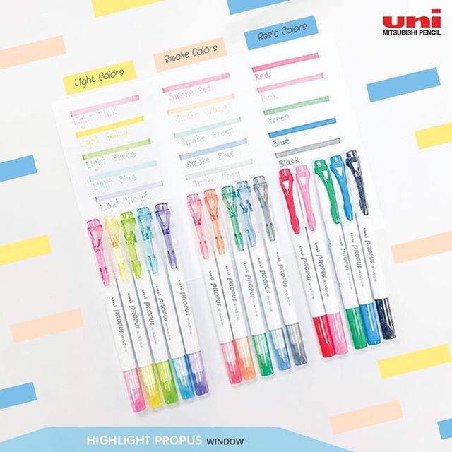 Uni Propus Window Highlighter I ไฮไลท์เน้นข้อความช่องใส แบบสองหัว กันน้ำได้