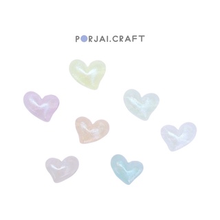 ลูกปัดหัวใจสีพาสเทล Pastel heart beads 12mm