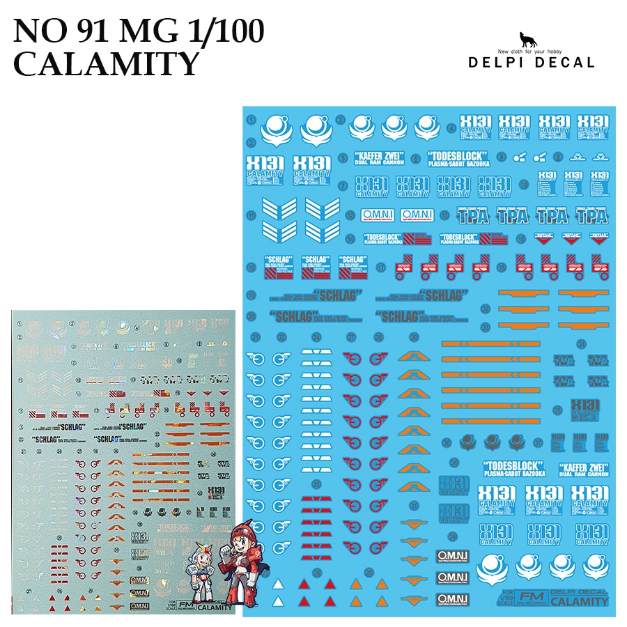ดีคอลน้ำ [DELPI] 91 MG 1/100 CALAMITY GUNDAM  (HOLO POLYGONAL PATTERNS)  WATER SLIDE DECAL 91A 91H