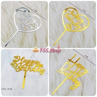 ป้ายอะคริลิค Happy birthday ป้ายแต่งเค้ก ป้ายHBD // 🛒สินค้าพร้อมส่งนะคะ🛒