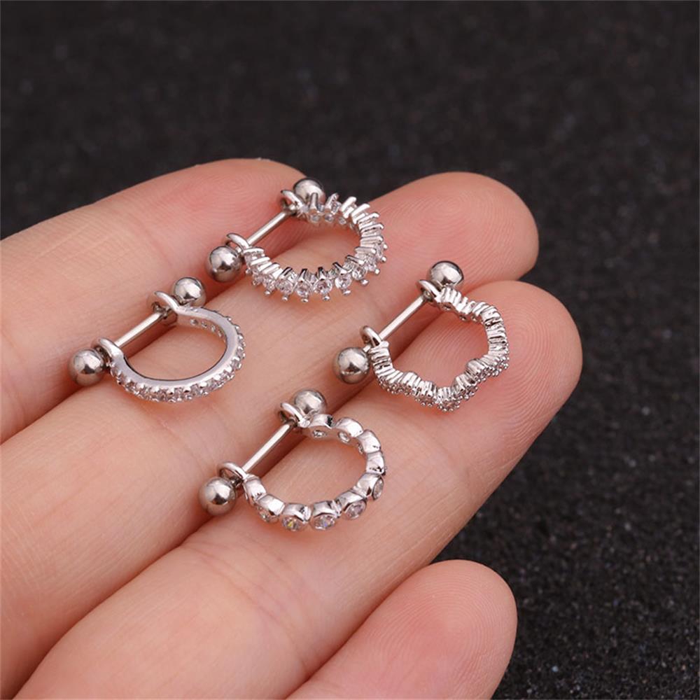 LILAC Body Piercing Jewelry Surgical Steel Labrets Lip Barbell Bar Half Circle Ear Studs lilac