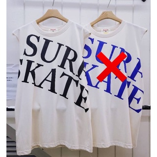 Surf Skate Top พร้อมส่ง เสื้อยืดแขนกุด ทรงoversize สกรีนลายsurf skate ตัวหนังสือดำ