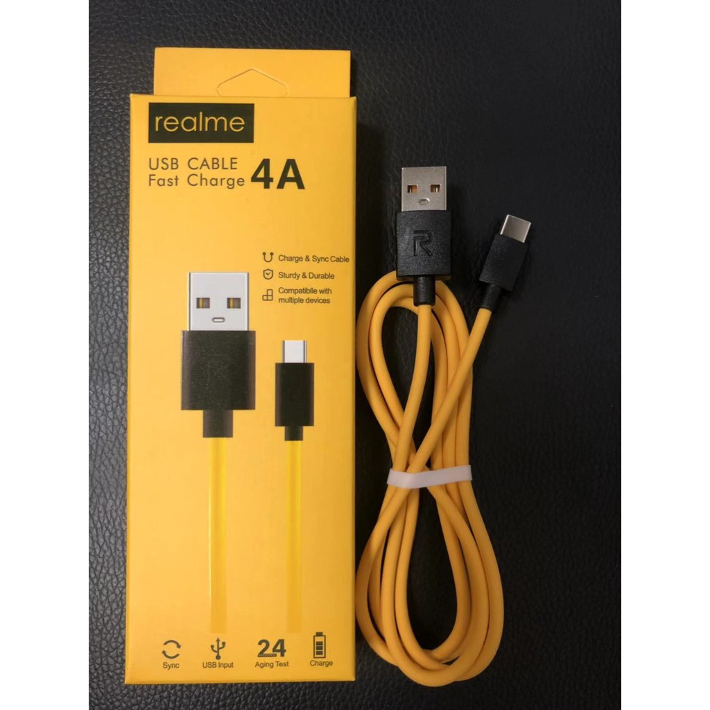 สายชาร์จ realme แท้ สายหนา ทนทาน รองรับ realme และ Smart Phone รุ่นอื่นๆ หัว MICRO Type-C USB ยาว 1 เมตร 4A