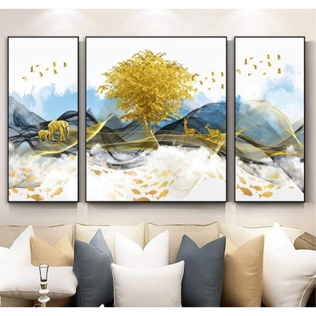 ผ้าใบติดผนัง PAINTING, MIRROR ABSTRACT PAINTING MODEL ของ DEER และ TREE