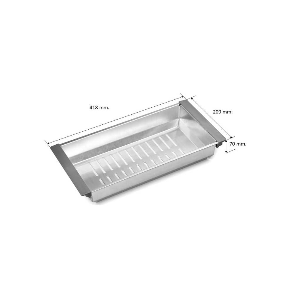 MEX รุ่น CL23 ตะกร้าสะเด็ดน้ำ ขนาด 20.9 x 41.8 ซม. สเตนเลส สตีล AISI 304 พร้อมขอบพลาสติกกันลื่น