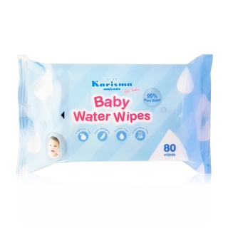 Karisma Baby Wipes แคริสม่า ทิชชู่เปียก ผ้าเปียกสูตรน้ำสำหรับเด็ก ไม่มีน้ำหอม ไม่มีแอลกอฮอล์ [ขนาด 20, 80 แผ่น]