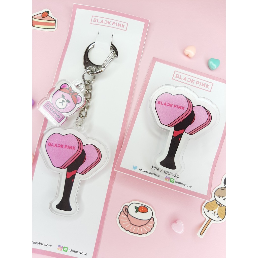 BLACKPINK Keychain + PIN Lightstick + Sticker Fanart Shopee Thailand